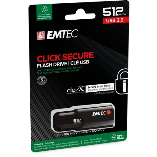 Emtec USB3.2 Click Secure B120 512GB USB kľúč - 3