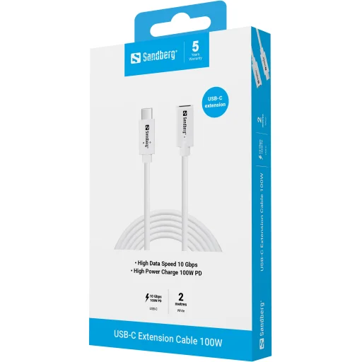 Sandberg 136-55 USB-C > USB-C samec-samica USB 3.1 predlžovací kábel 100W, 2 m - 3