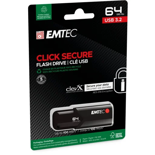 Emtec USB3.2 Click Secure B120 64GB pendrive - 5