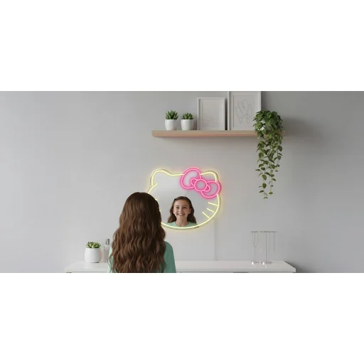 Manta MASNL129WH Style Neon Lights Mačka s mašľou LED neónové zrkadlové svietidlo - 3