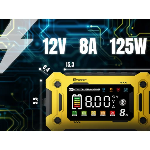 Tracer 47777 DT128 usmerňovač 12V 8A diagnostická a údržbová nabíjačka - 9