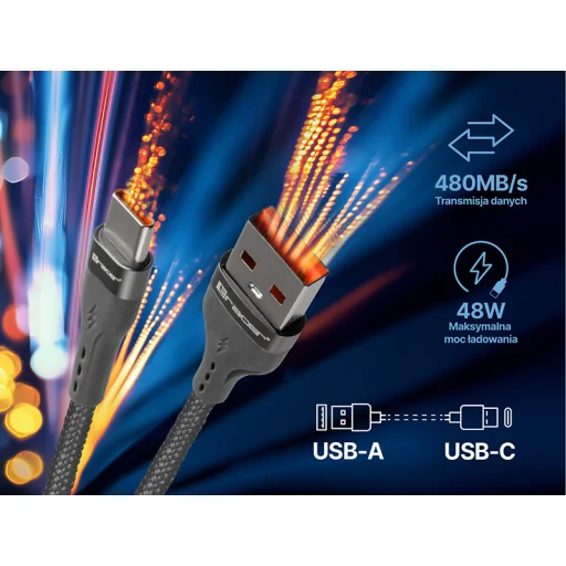 Tracer 47487 USB-A - Type-C apa/apa 1 m szürke kábel - 7