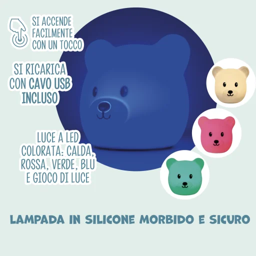 Koala Games G2535 Újratölthető medve szilikon lámpa - 2