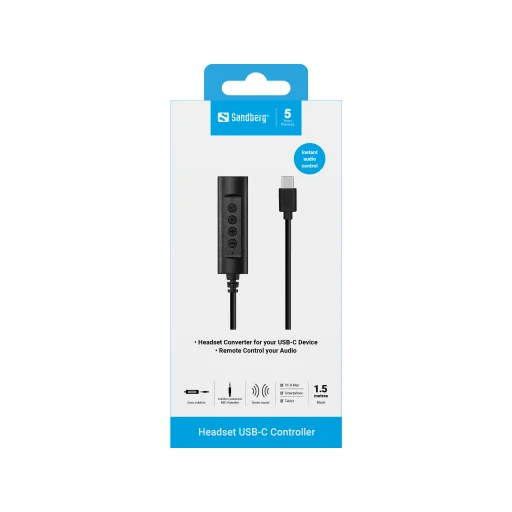 Sandberg 136-73 USB-C headset ovládač adaptér 1,5 m - 2