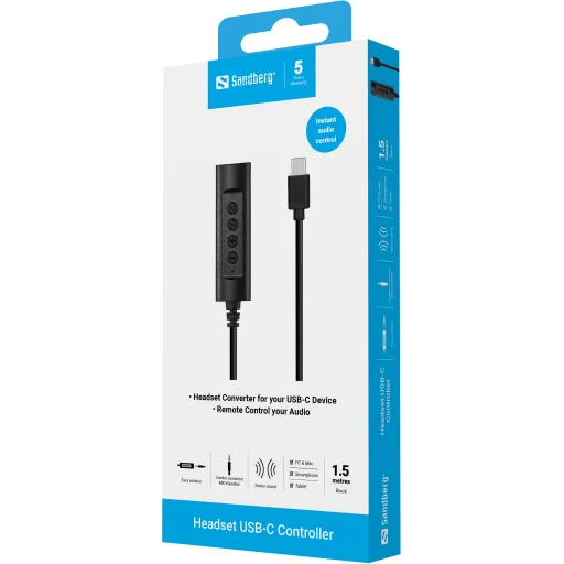 Sandberg 136-73 USB-C headset ovládač adaptér 1,5 m - 3