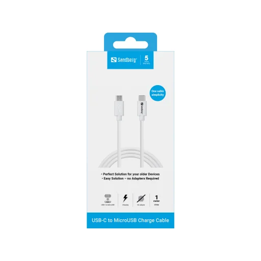 Sandberg 136-74 USB-C > MicroUSB nabíjací kábel 1 m - 2