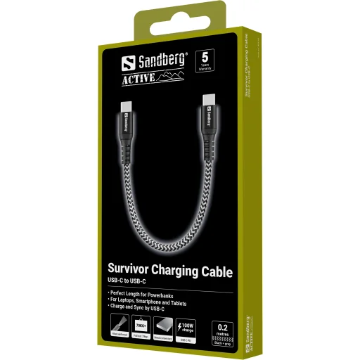 Sandberg 441-66 Survivor USB-C kábel 0,2 m 100 W - 4