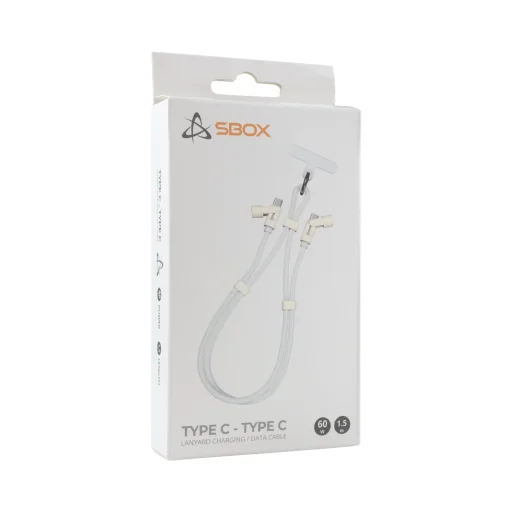 Sbox LANYARD WHITE Type-C - Type-C 1,5 m biely kábel - 3
