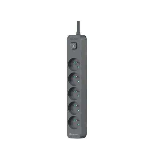 Tracer 47813 Super Line+ Graphite 1,5 m 5-zásuvková prepäťová ochrana - 2
