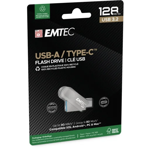 Emtec USB 3.2 Type-C Dual D280 128GB USB kľúč - 3
