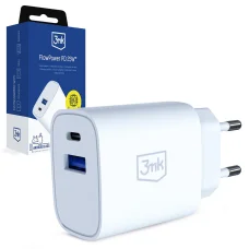 3mk - GaN Sieťová nabíjačka - USB, Type-C 25W, QC4 - Biela