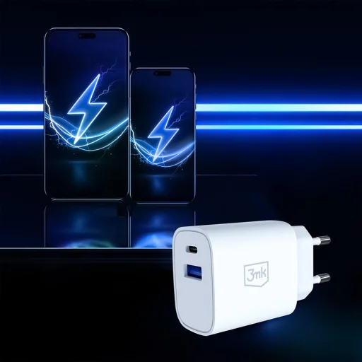 3mk - GaN Sieťová nabíjačka - USB, Type-C 25W, QC4 - Biela - 6