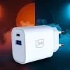 3mk - Sieťová nabíjačka GaN - USB, Type-C 30W, PD 3.0, QC4 - Biela thumbnail