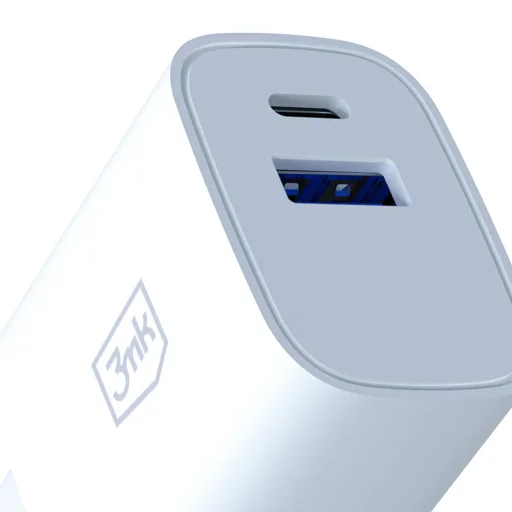 3mk - Sieťová nabíjačka GaN - USB, Type-C 30W, PD 3.0, QC4 - Biela - 3
