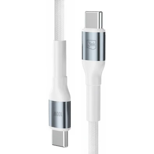 3mk - Dátový kábel Hyper N-Series - Type-C na Type-C, Superrýchle nabíjanie, 100W, 20V/5A, 2m - Biely - 3