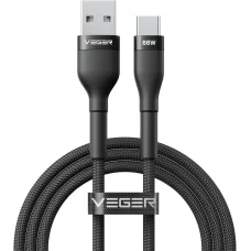VEGER AC04 USB-A - USB-C PD 11V 6A 66W kábel 1,2 m čierny
