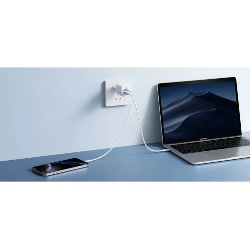 Biely sieťový nabíjací adaptér VEGER USB-A + USB-C PD Super Charge PPS 100W + dátový kábel USB-C–USB-C 240W TR150 - 2
