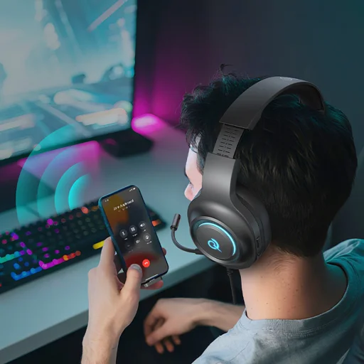 QCY Heroad V200 Tri-Mode herné slúchadlá so 7.1 zvukom, 240-hodinovou výdržou a odnímateľným mikrofónom - čierne - 15