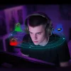 QCY V200 Pro drôtové herné slúchadlá so 7.1 zvukovým systémom a odnímateľným mikrofónom - čierne thumbnail