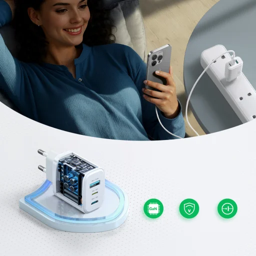 Joyroom JR-TG6 GaN 30W sieťová nabíjačka - biela - 9
