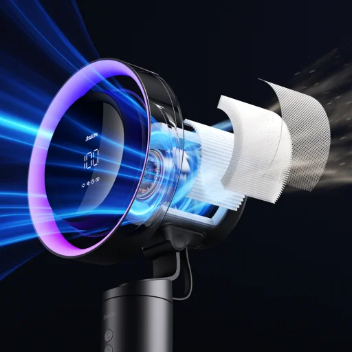 Jisulife Stolový ventilátor Pro3 10000mAh Turbínový ventilátor s filtrom - Tmavosivý - 16