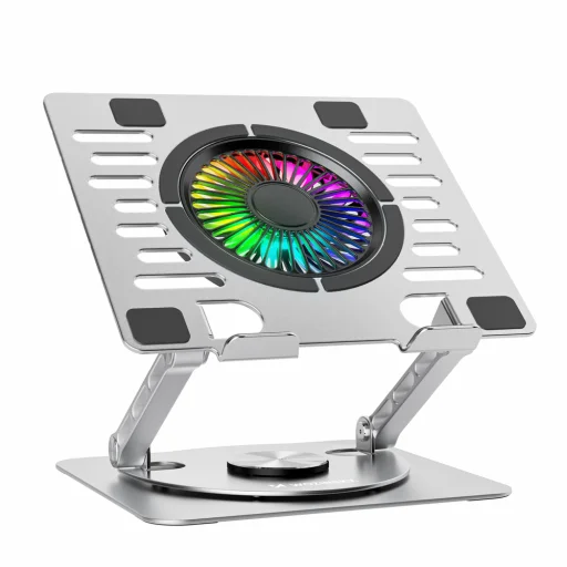 Wozinsky WDCX-X16-AS CoolBase RGB 360° chladiaci stojan pre notebook a tablet - strieborný - 2