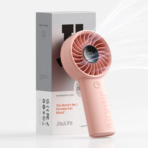 Jisulife Ručný ventilátor Life4 3600mAh Prenosný USB ventilátor - Ružový - 3