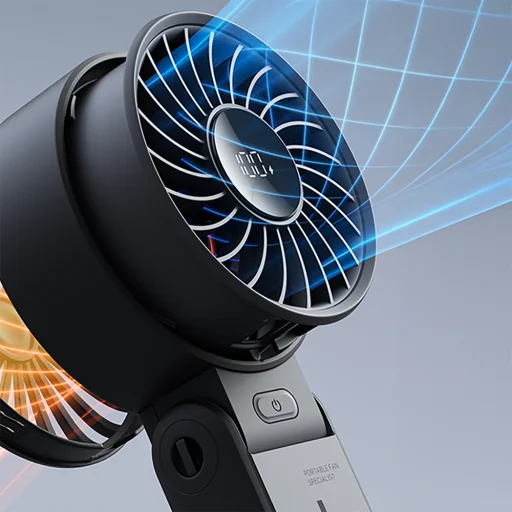 Jisulife ručný ventilátor Life7 3600mAh prenosný USB ventilátor - čierny - 5