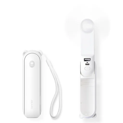 Jisulife Handheld Fan Life8 Mini prenosný USB ventilátor s 2000mAh powerbankou a svietidlom - biely - 1