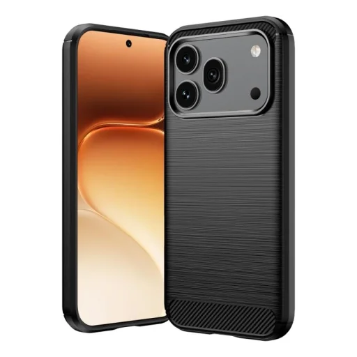 Honor 600 globálne TPU puzdro na telefón s brúsenou karbónovou textúrou (čierne) puzdro - 1