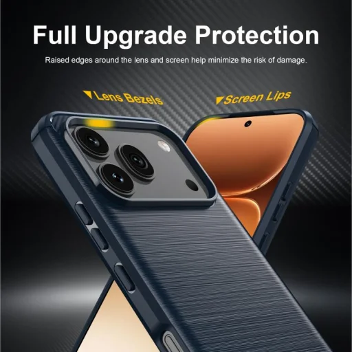 Honor 600 szálcsiszolt szénszál mintás TPU telefontok (kék) tok - 3