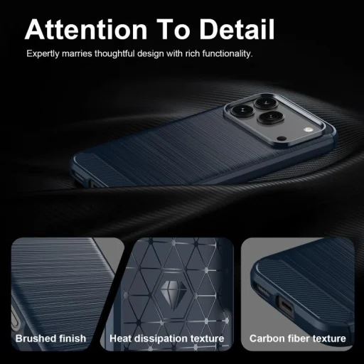 Honor 600 szálcsiszolt szénszál mintás TPU telefontok (kék) tok - 6