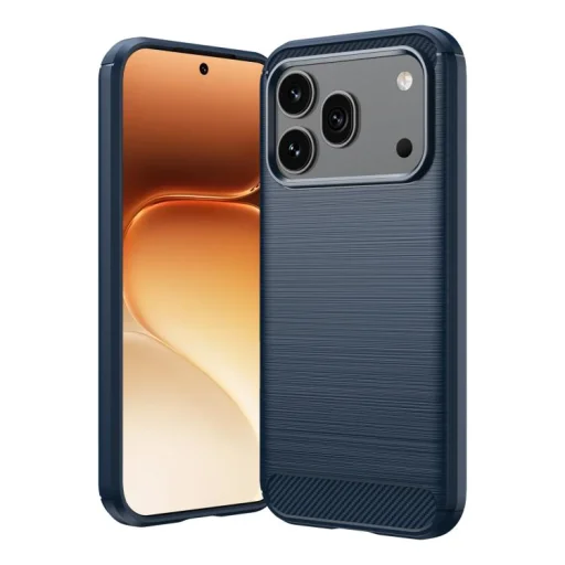 Honor 600 szálcsiszolt szénszál mintás TPU telefontok (kék) tok - 1