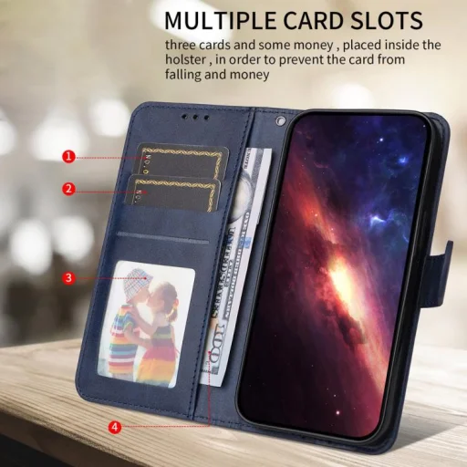 Pre Honor 600 Global / 600 Pro Global klasické flipové puzdro so vzorom teľacej kože kožené puzdro na telefón (modré) puzdro - 3