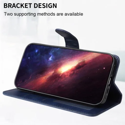 Pre Honor 600 Global / 600 Pro Global klasické flipové puzdro so vzorom teľacej kože kožené puzdro na telefón (modré) puzdro - 4