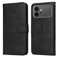 Honor 600 Global / 600 Pro Global klasické flipové puzdro so vzorom teľacej kože, kožené puzdro na telefón (čierne) puzdro