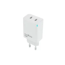 Maxlife MXTC-09-45CC GaN PD QC sieťová nabíjačka 2x USB-C 45W biela