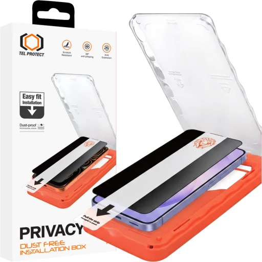 Samsung Galaxy S26 Ultra čierne Tel Protect Dust-Free Easy Fit Privacy Titan tvrdené sklo (s odomykaním odtlačkom prsta) - 1