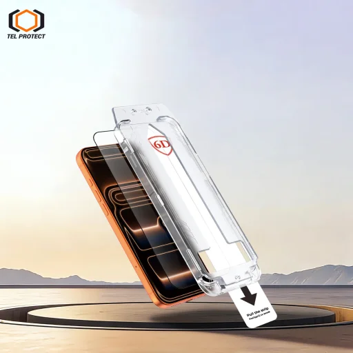 iPhone 13/13 Pro/16E/17E čierne Tel Protect Dust-Free Easy Fit Full Glue 6D tvrdené sklo - 3
