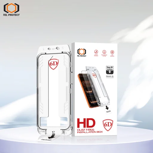 iPhone 13/13 Pro/16E/17E čierne Tel Protect Dust-Free Easy Fit Full Glue 6D tvrdené sklo - 10