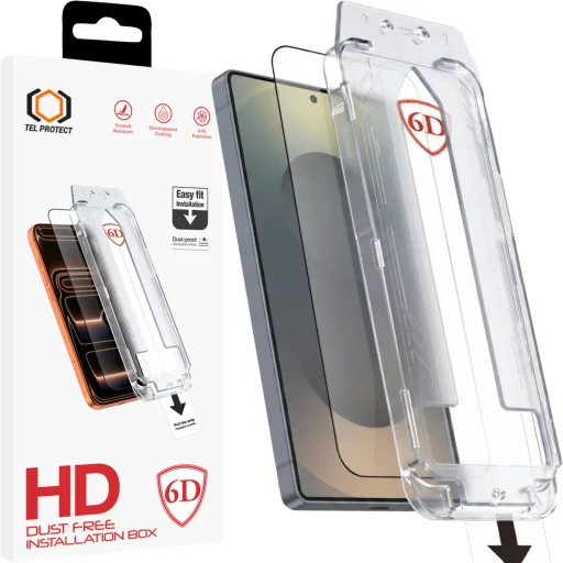 Samsung Galaxy S25 Ultra čierne Tel Protect Dust-Free Easy Fit Full Glue 6D tvrdené sklo (s odomykaním odtlačkom prsta) - 1