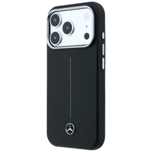 iPhone 17 Pro Max Mercedes kožené puzdro Semi Wrap Iconic Line MagSafe čierne - 2