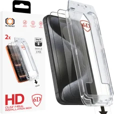 Tel Protect Bezprašné 6D Tvrdené Sklo s Jednoduchou Inštaláciou a Celoplošným Lepením pre iPhone 15 Pro Max čierne - 2 kusy ochranného skla
