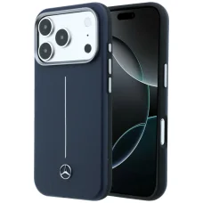 iPhone 17 Pro Mercedes kožený kryt Semi Wrap Iconic Line MagSafe námornícka modrá