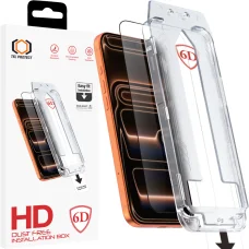 Tel Protect bezprašné 6D tvrdené sklo s jednoduchou aplikáciou a celoplošným lepením pre iPhone 17 Pro, čierne,
