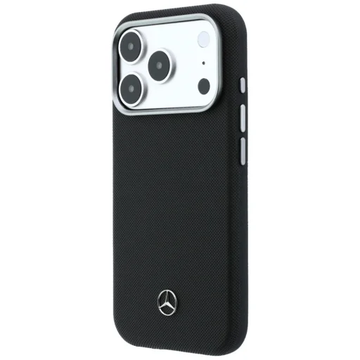 iPhone 17 Pro Max Mercedes kožený Semi Wrap kryt s dreveným efektom MagSafe čierny - 2