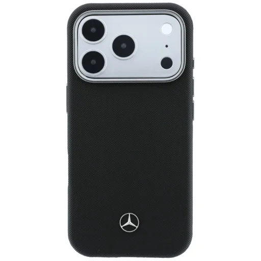 iPhone 17 Pro Max Mercedes kožený Semi Wrap kryt s dreveným efektom MagSafe čierny - 3