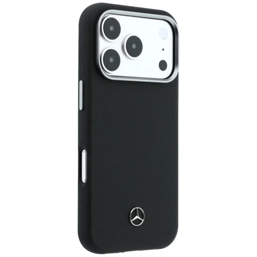 iPhone 17 Pro Max Mercedes kožený Semi Wrap kryt s dreveným efektom MagSafe čierny - 4