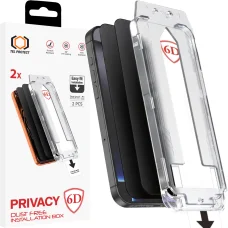 Tel Protect Bezprašné 6D Tvrdené Sklo s Jednoduchou Inštaláciou Privacy Celolepené pre iPhone 15 Pro Max čierne - 2 kusy, ochranné sklo