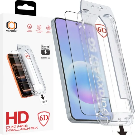 Tel Protect Bezprašné 6D tvrdené sklo s jednoduchou inštaláciou a celoplošným lepením pre Samsung Galaxy A36 5G čierne - 1